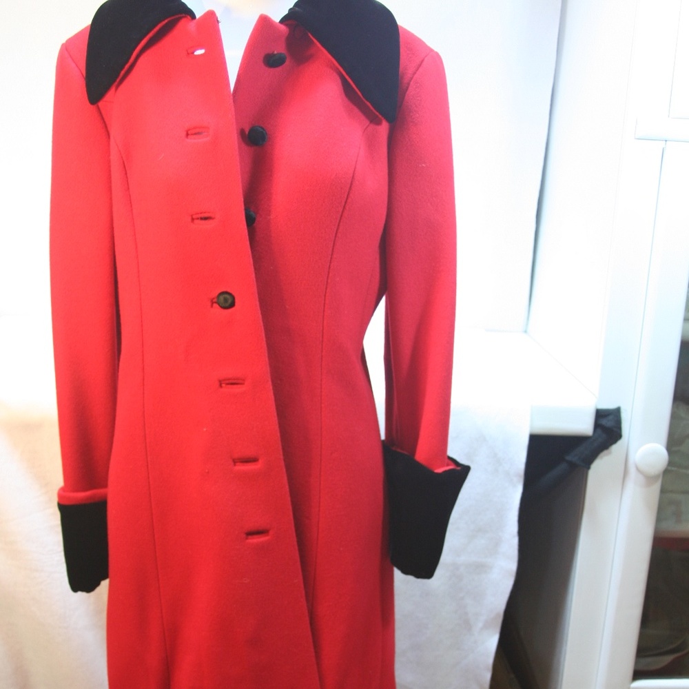 VTG Franklin Simon NY Red Wool Maxicoat Movie/TV costume